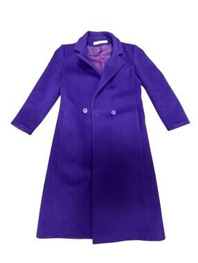 Vintage Larry Levine 100% Wool Maxi Coat Purple Royal 1980s